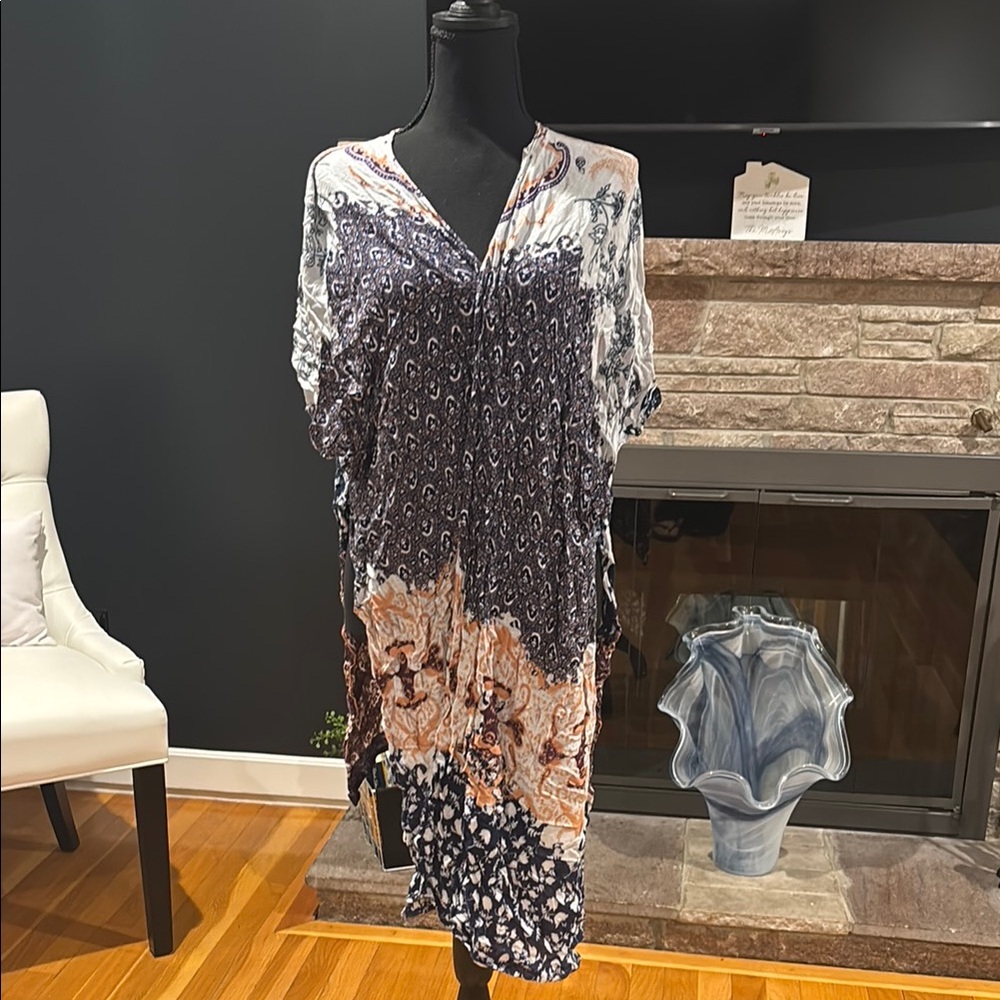 Chic Asymmetrical Dress in Blue and Orange